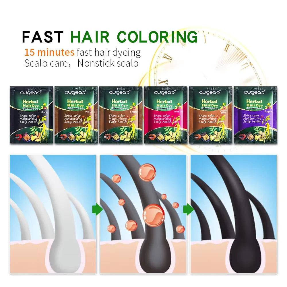 3/5 PCS Hair Dye Shampoo Natural Herbal Plant Fast Dye White Grey Removal Long-lasting Hair Color Products Hair Shampoo 30 ml
