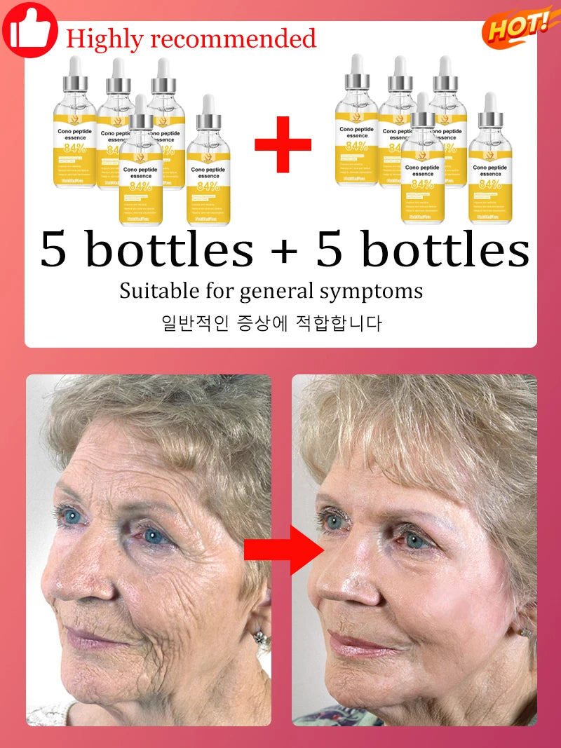 Peptide Facial Essence Serum Hyaluronic Acid Collagen Blend Deep Hydration Skin Elasticity Care Daily Beauty Treatment