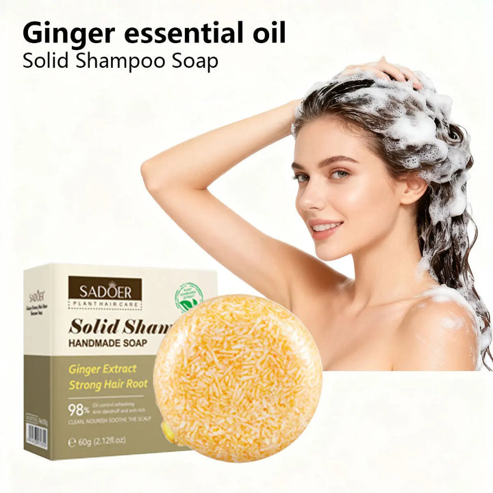 Ginger Jojoba Essential Oil Shampoo Soap, Hair Care Soap, Deep Cleansing Moisturizing, FluffyOil Controlling Shampoo Solid Soap Halalzen