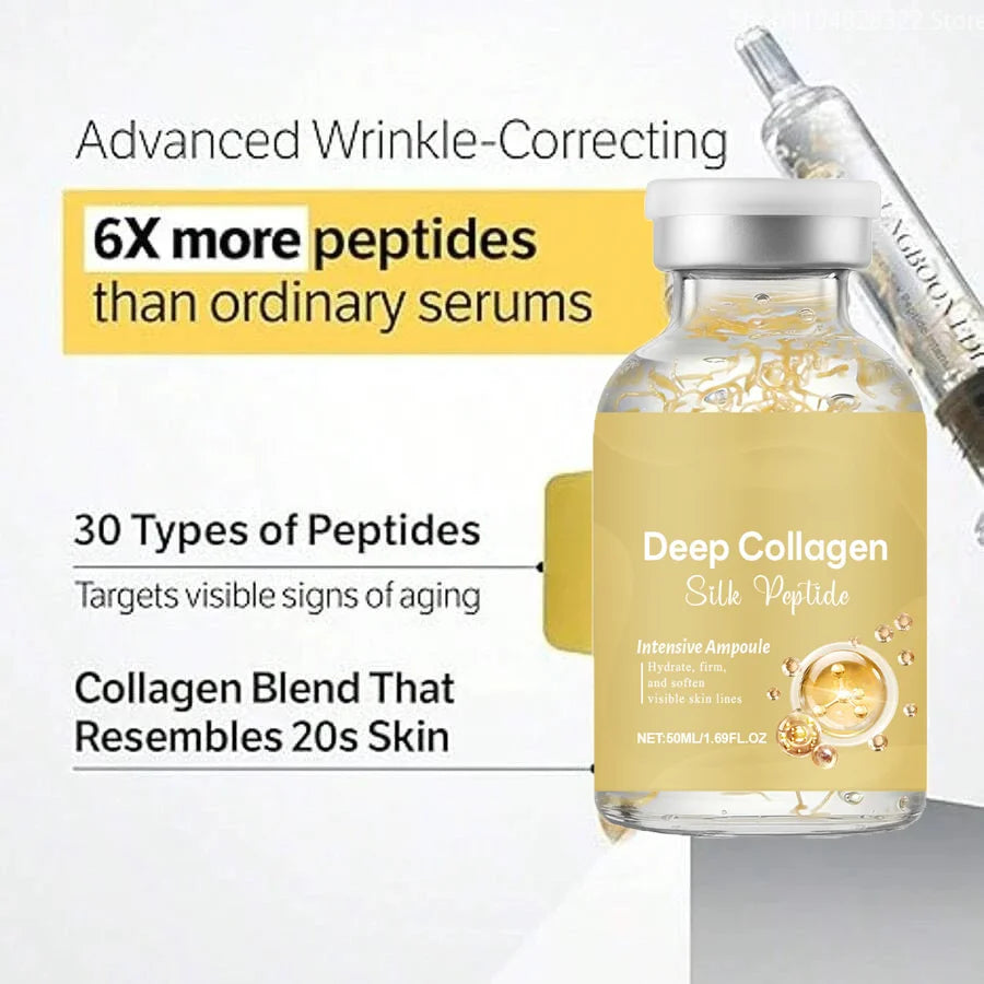 Silk Peptide Ampoule | Anti-Aging Serum with Collagen & 30 Peptide Complex for Intensive Lifting, Skin Tightening & Firming Halalzen