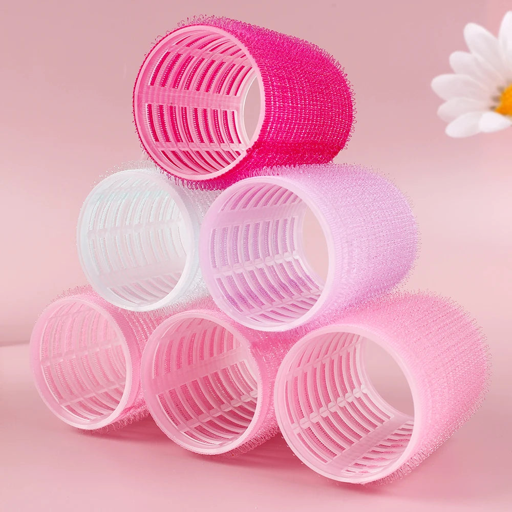 5PCS Self-Grip Hair Rollers Heatless Hair Curlers No Heat Hair Bang Volume Self-adhesive Hook Loop DIY Styling Tool Random Color