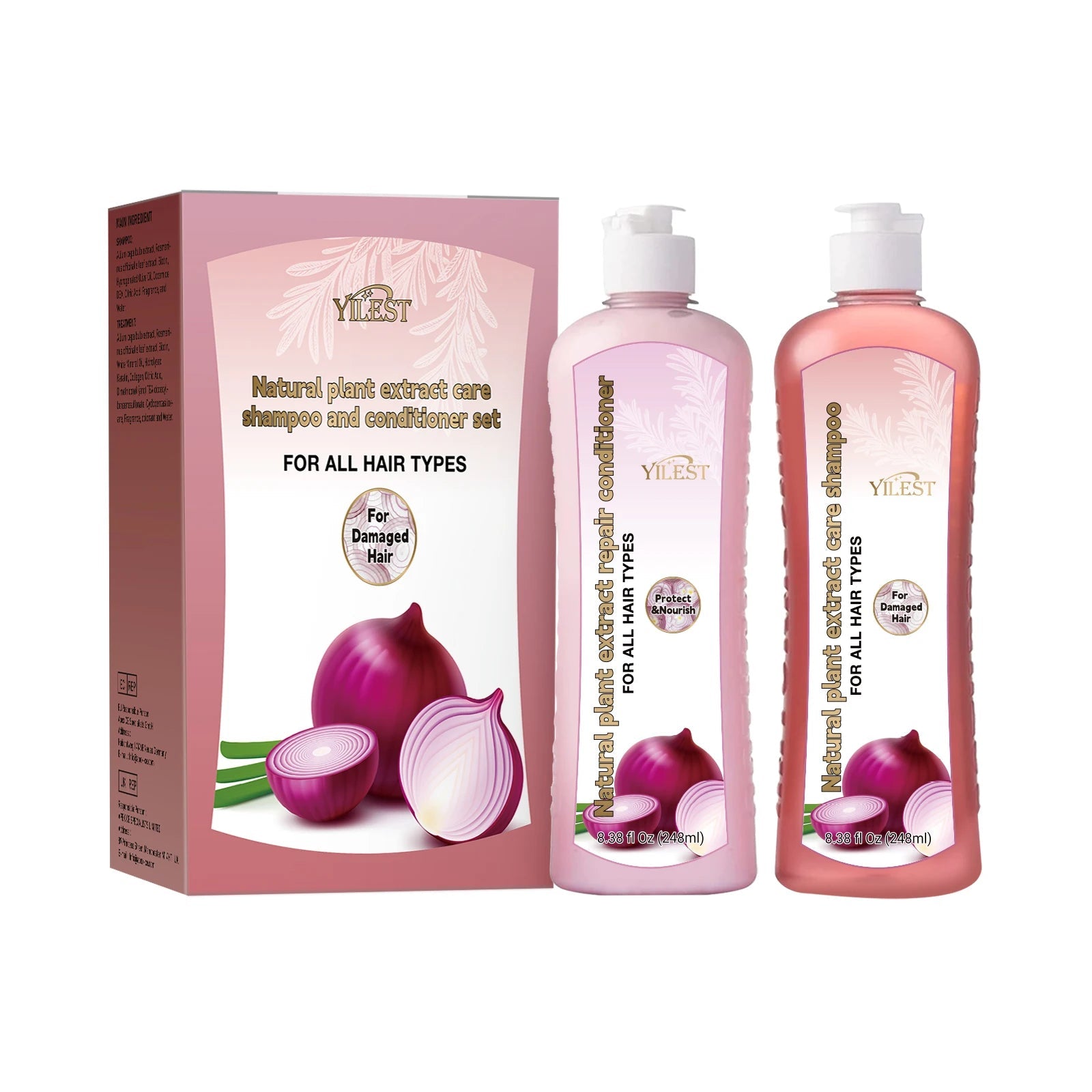 Natural Plant Shampoo & Conditioner Set 248ml by YILEST, for All Hair Types – Moisturizes & Strengthens, Complete Hair Care Halalzen