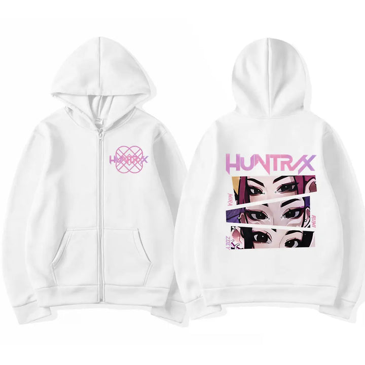 KPop Demon Hunters Rumi Mira Zoey Eyes Zipper Hoodies Fashion Hip Hop Zip Up Sweatshirts Men Women Clothing Pullover Jacket Coat