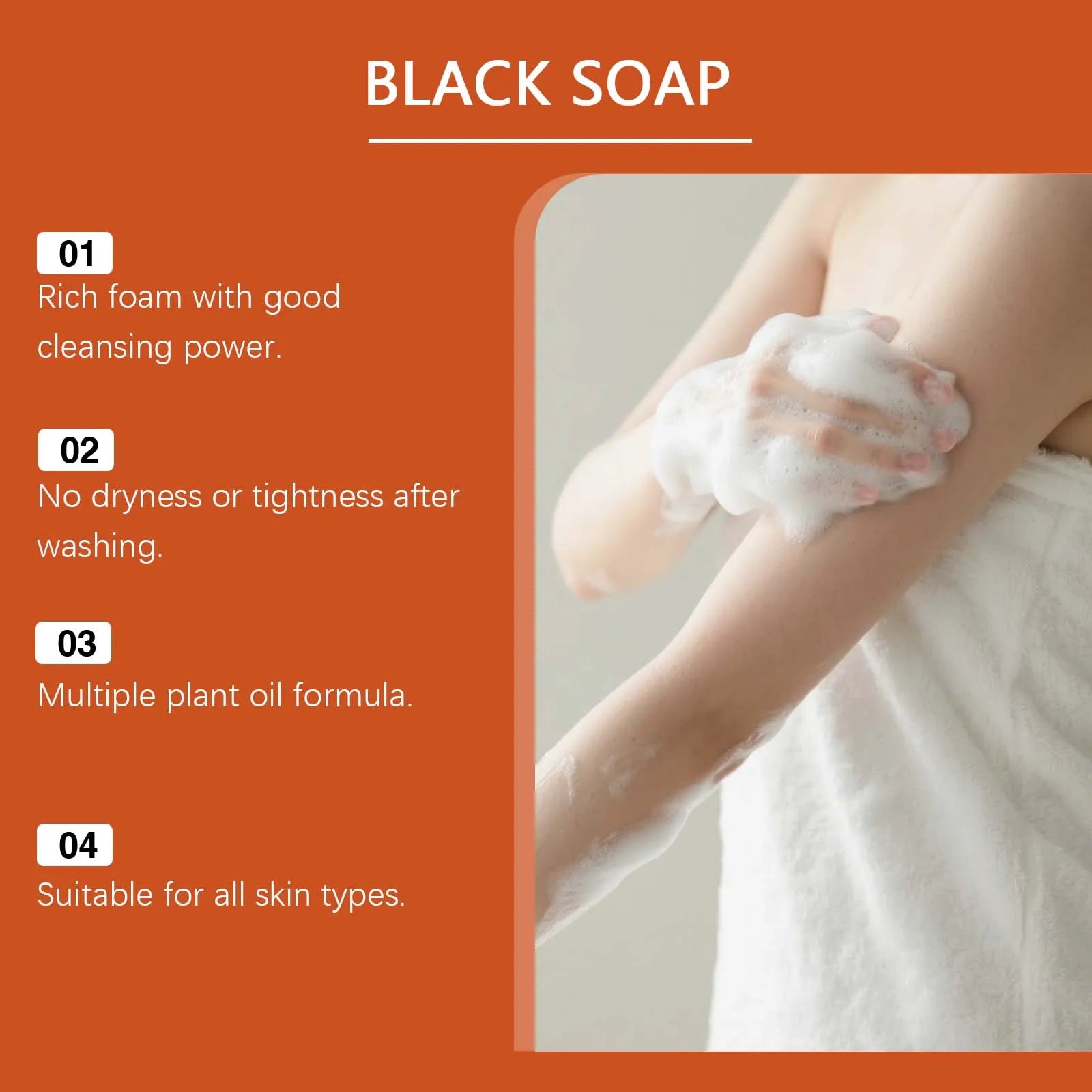 OceAura Lightening Black Soap Oil Control Pore Shrinking Moisturizing Skin Handmade Organic Cocoa Butter Body Cleaning Soap Bar Halalzen
