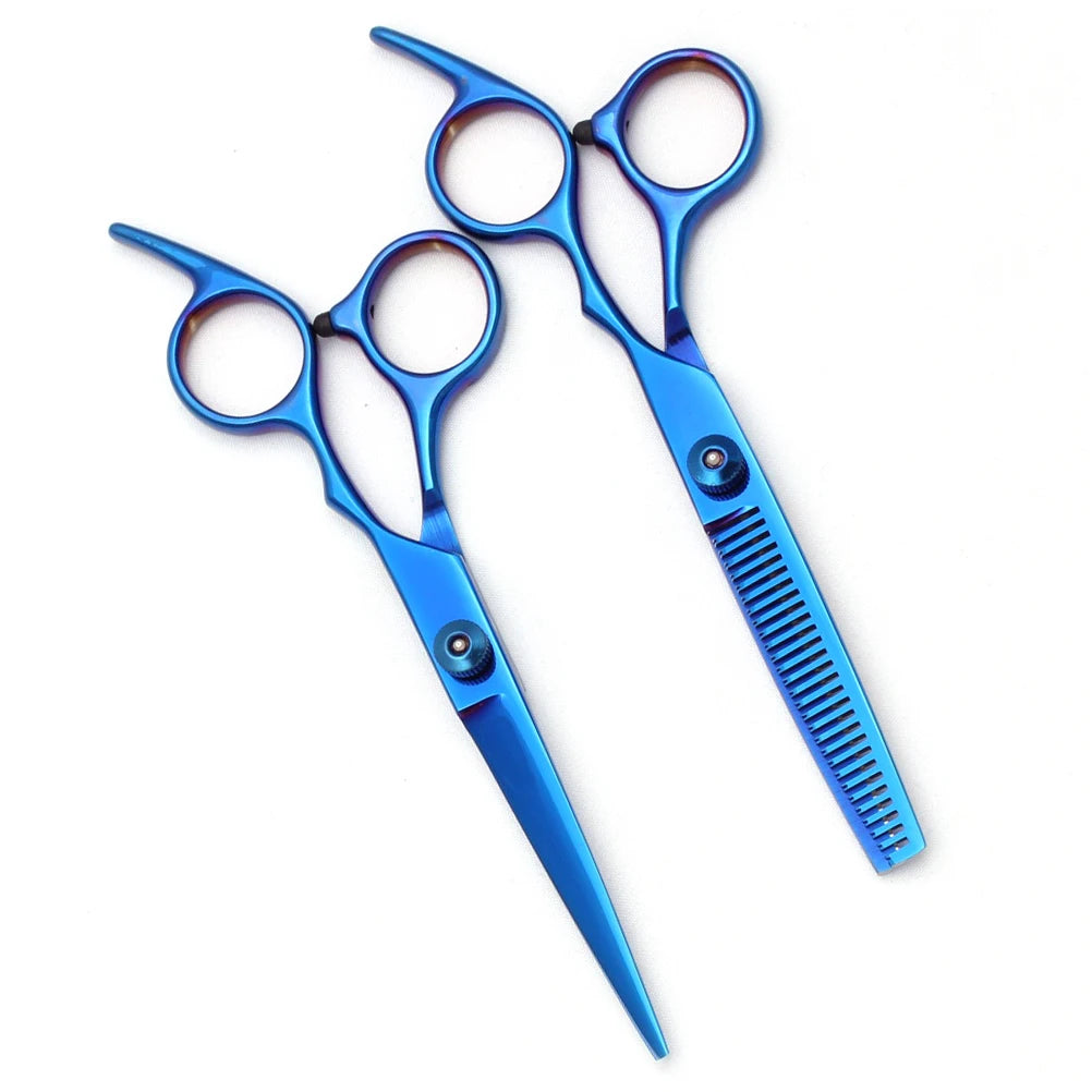 Hairdressing Scissors Blue Japan Stainless Hair Scissors Salon Cutting Scissors Barber Shop Thinning Shears Comb Razor C1001 Halalzen