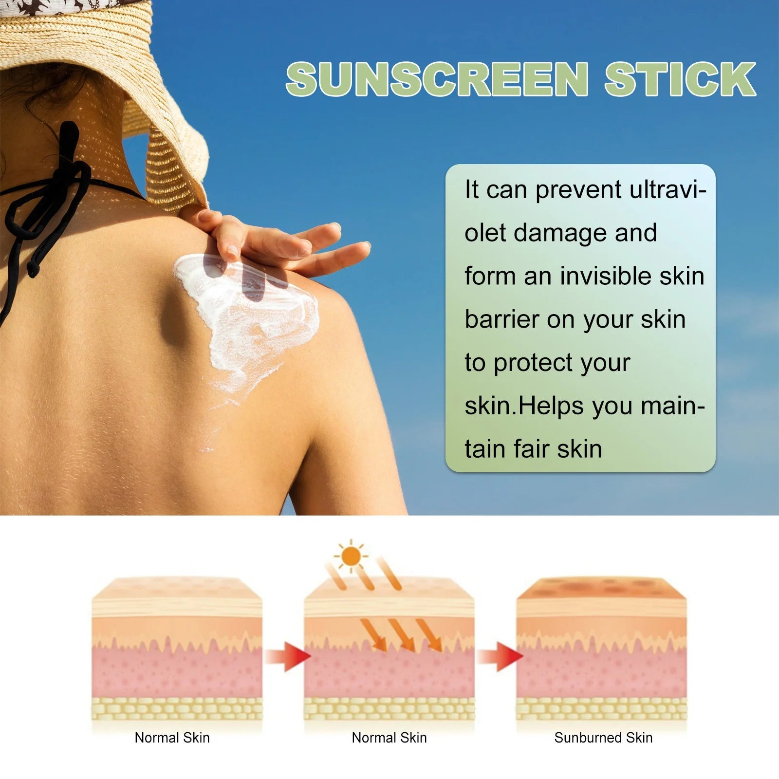 Spf 50+ Sunscreen Stick UV Protective Brightening Waterproof Sweatproof Refreshing Deep Moisturizing Lightweight Sunscreen Stick Halalzen