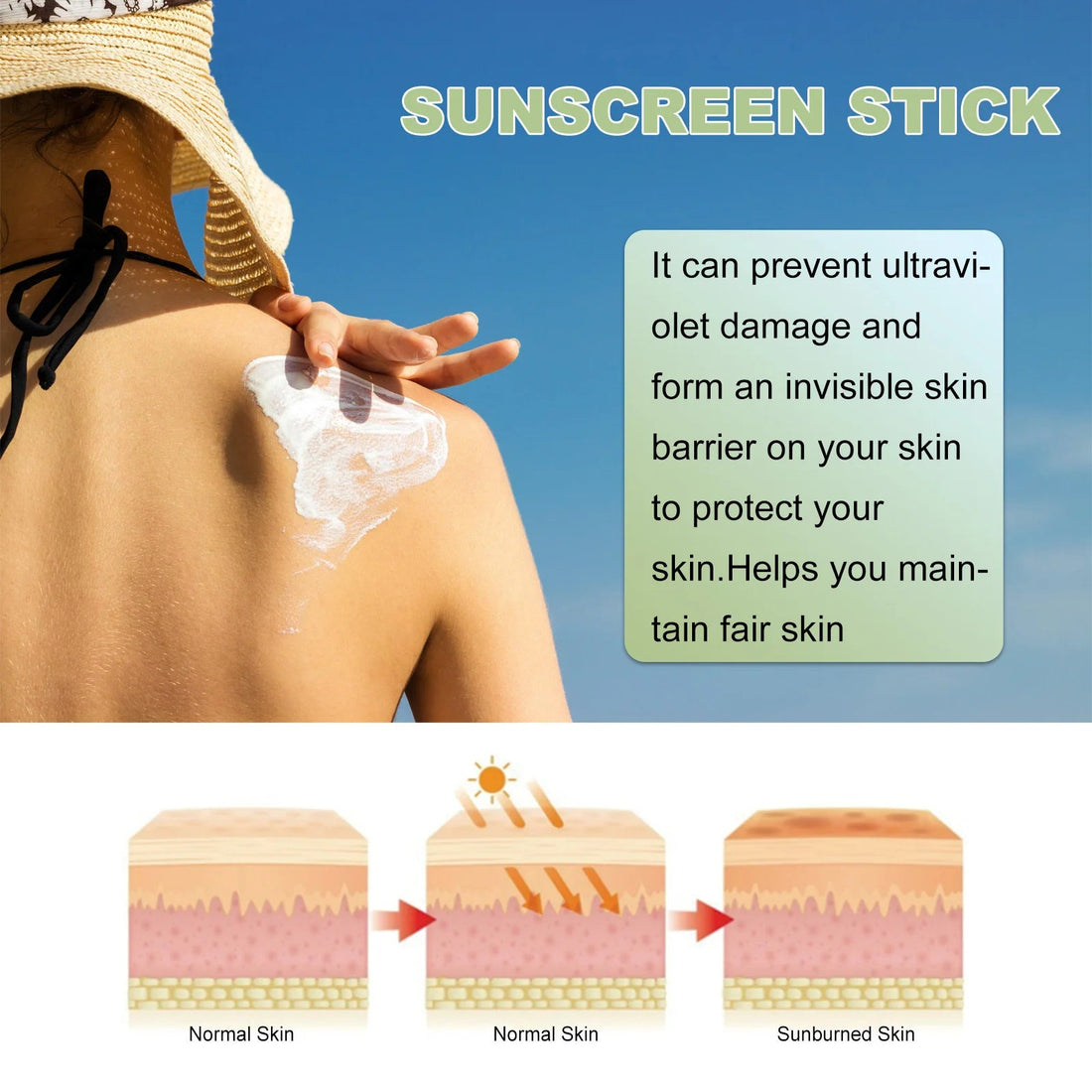 Spf 50+ Sunscreen Stick UV Protective Brightening Waterproof Sweatproof Refreshing Deep Moisturizing Lightweight Sunscreen Stick Halalzen
