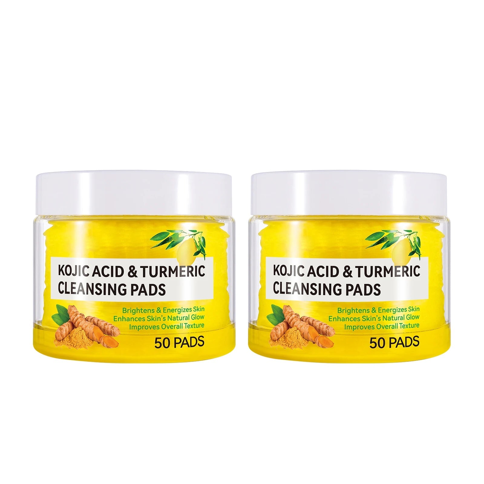 50pcs Kojic Acid Turmeric Cleansing Pads Curcuma Longa Root Facial Sponges Exfoliating Pads Daily Cleansing Skin Care Product Halalzen