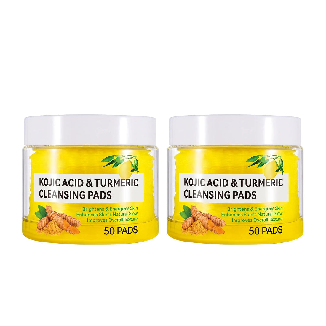 50pcs Kojic Acid Turmeric Cleansing Pads Curcuma Longa Root Facial Sponges Exfoliating Pads Daily Cleansing Skin Care Product Halalzen