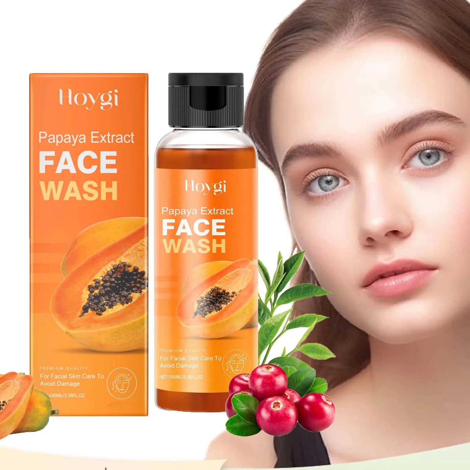 Papaya Face Wash Oil Control Gentle Cleanser Not Tight Moisturizing Hydrating Skin Rejuvenation Clean Pore Brightening Face Wash Halalzen
