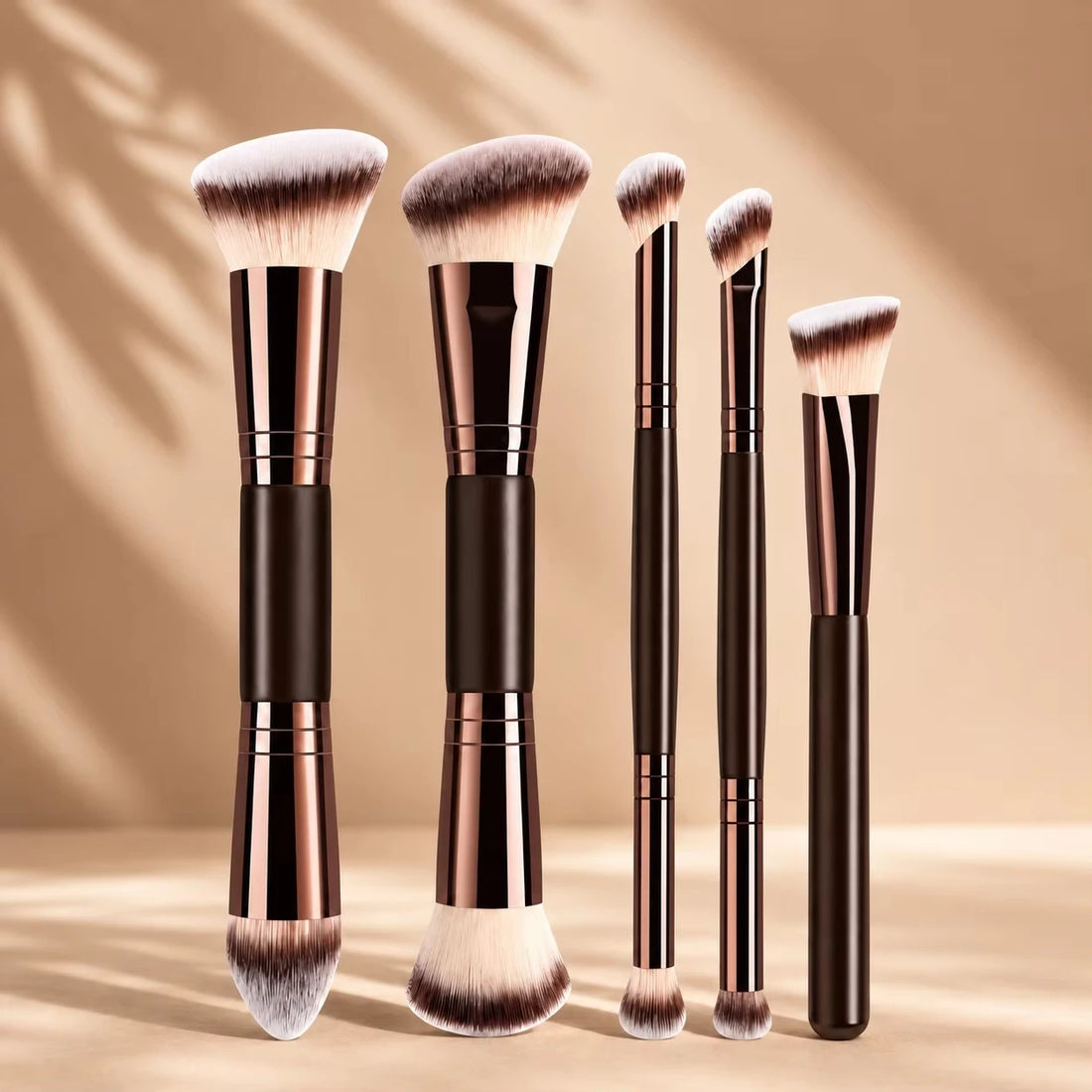 Professional Dual-Ended Makeup Brush Set with Foundation, Contour, Blush, Powder, Eyeshadow and Concealer Brushes, Soft Syntheti