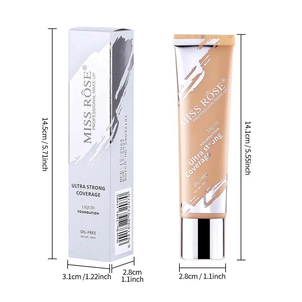Oil‑control LongLasting Foundation Cream Natural Buildable Coverage Concealer Makeup Base Sweat Proof Non‑fading Facial Cosmetic