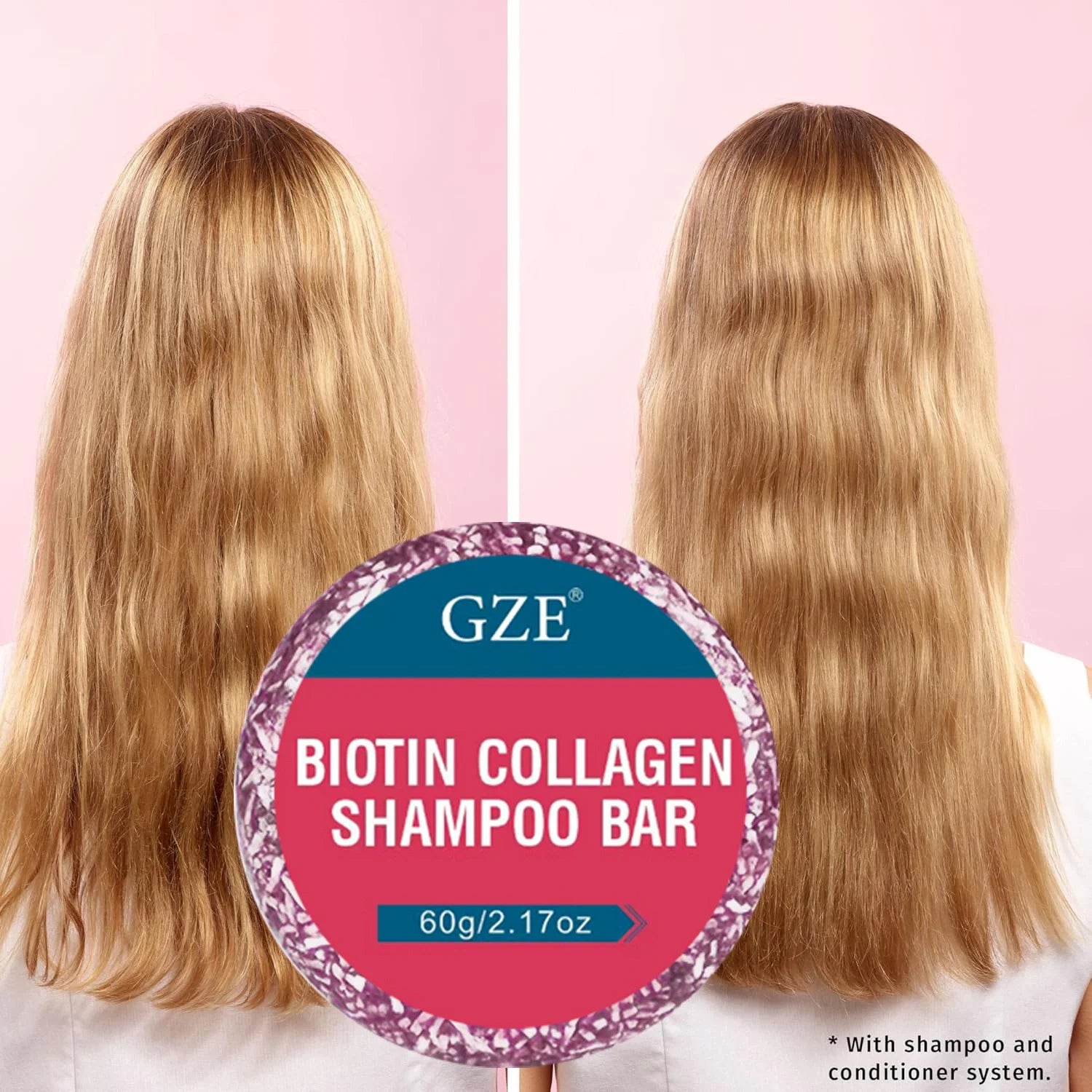 GZE Biotin Collagen Shampoo Bar  Clarifying Shampoo for Men & Women Strengthening HALALZEN