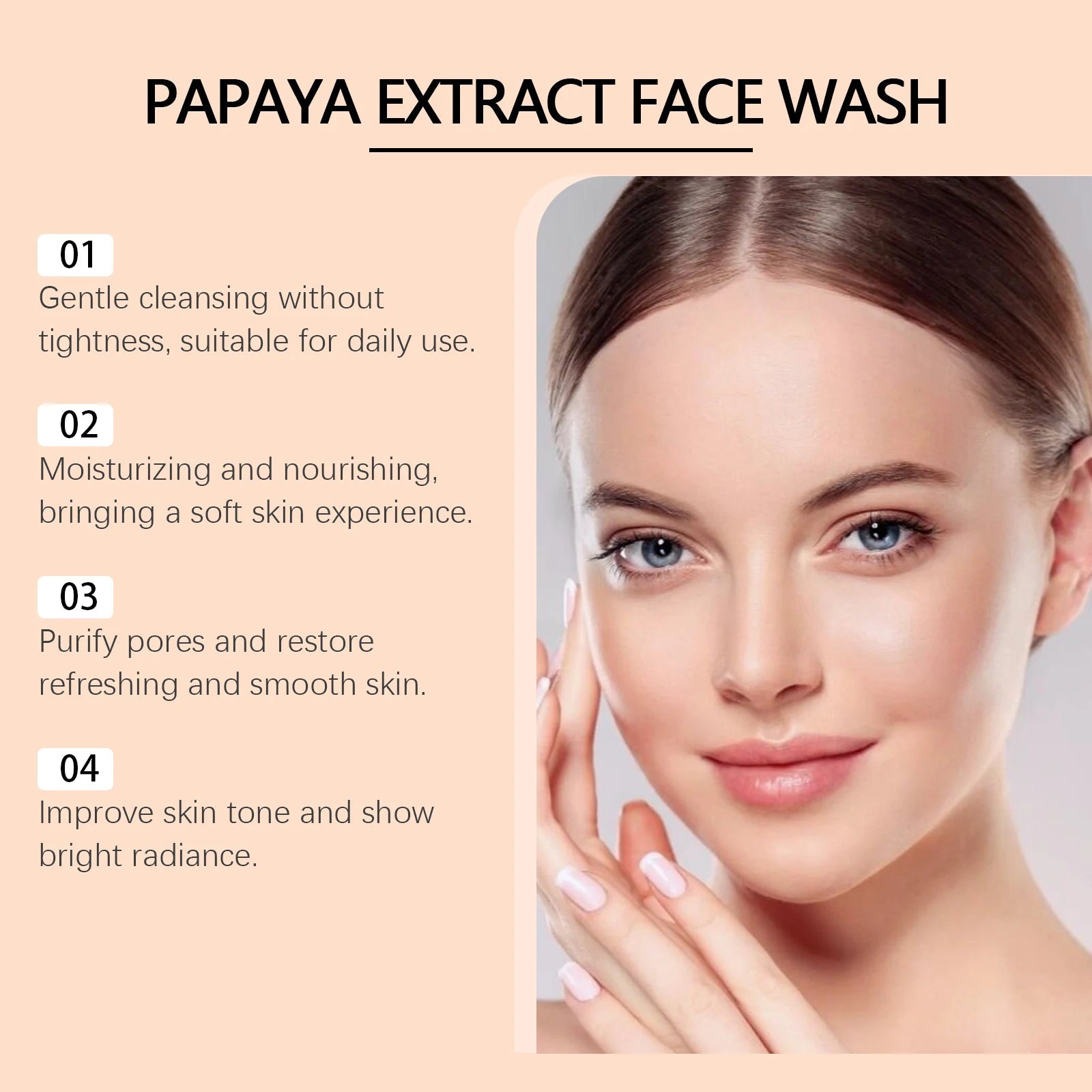 Papaya Face Wash Oil Control Gentle Cleanser Not Tight Moisturizing Hydrating Skin Rejuvenation Clean Pore Brightening Face Wash Halalzen