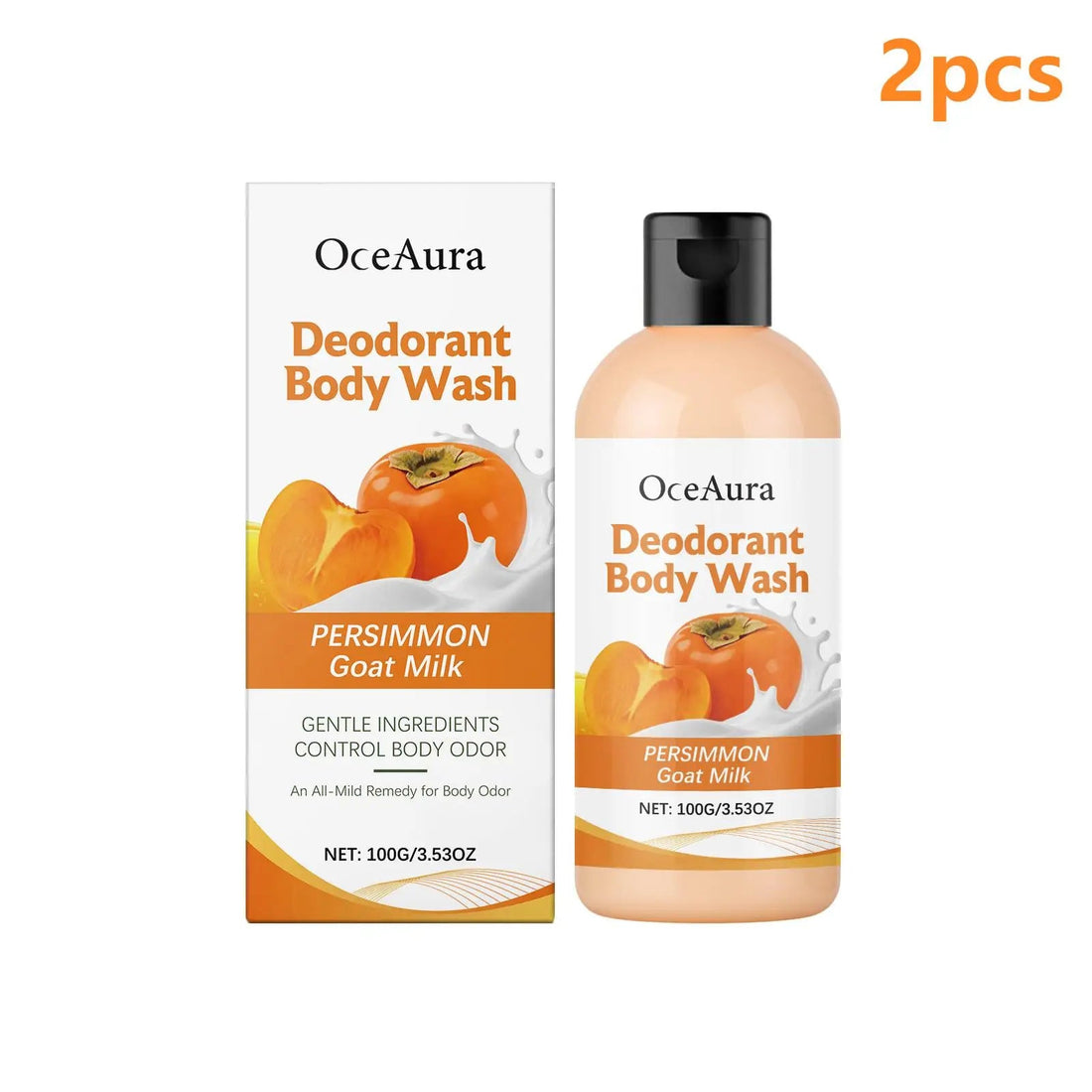 OceAura Persimmon Soap Bar for Body Odor Control Deodorant Professional Skin Cleaning Goat Milk Body Wash Persimmon Shower Gel Halalzen
