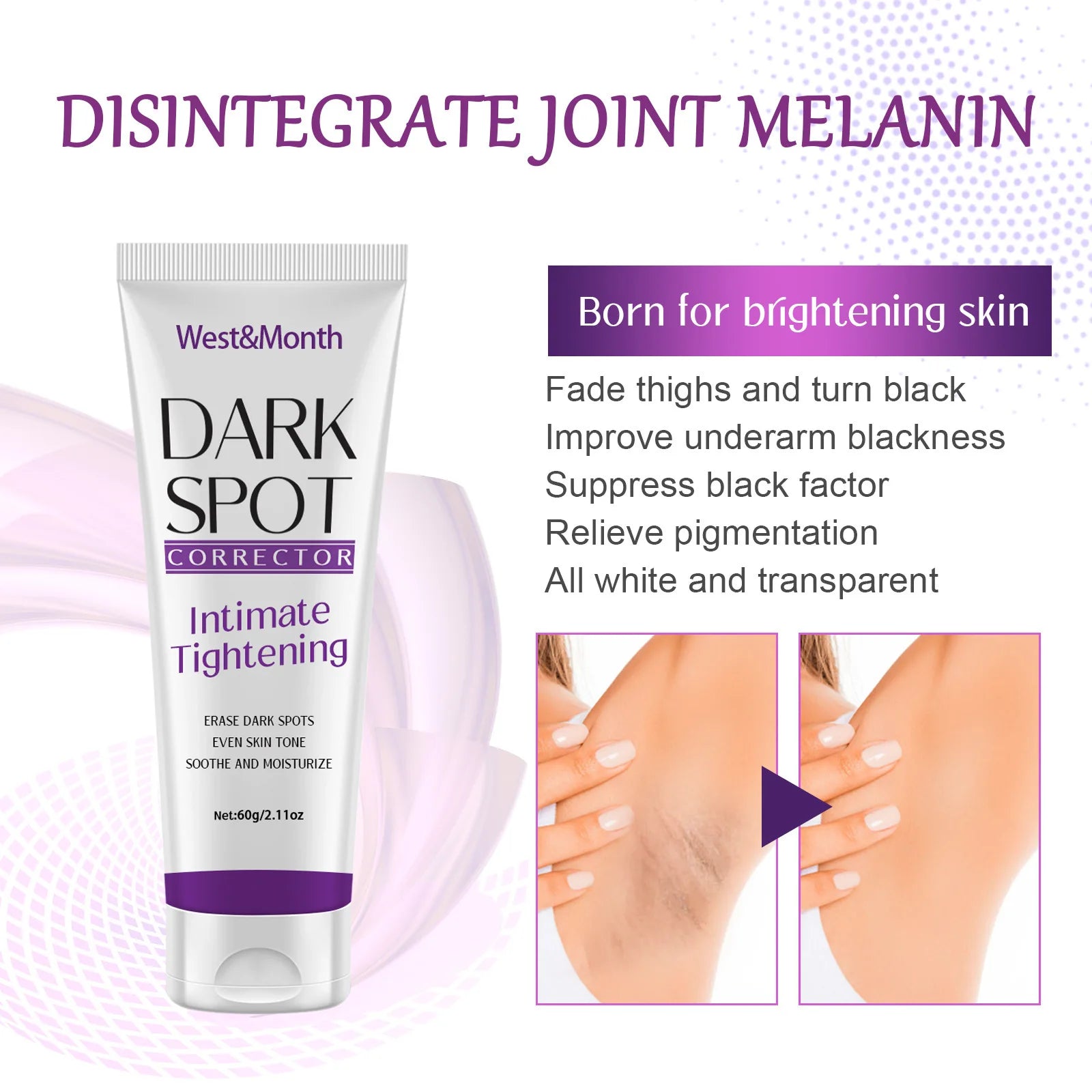 Body Brightening Lotion Dark Spot Remover For Underarms Knees Elbows Melanin Bleaching Lightening Skin Moisturizing Cream 60g
