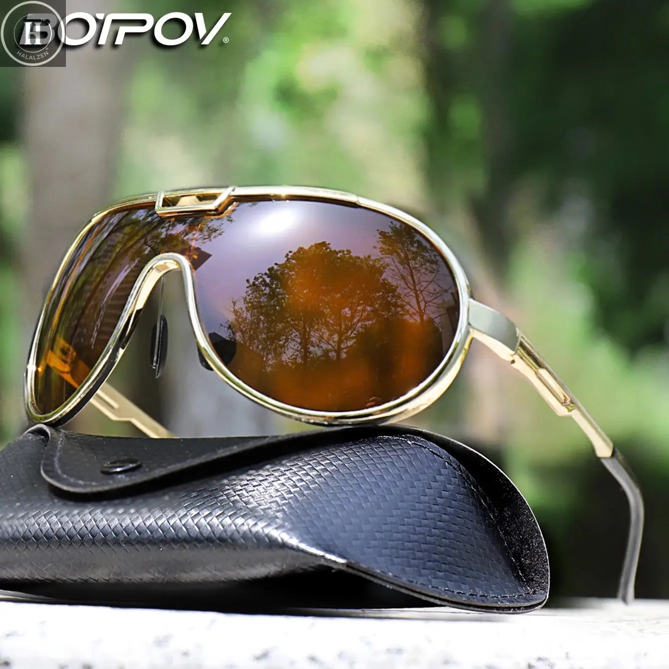 Fishing Sunglasses PC Frame Men and Women Trendy Round Windproof Shades with UV Protection Cycling Driving Travel With BOX HALALZEN