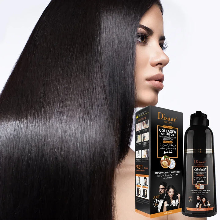 DISAAR 400ML Cover Grey Hair Morocco Argan Oil Care Fast Magic Black Hair Shampoo Dye Repair Damaged Improve Split Hair Rough