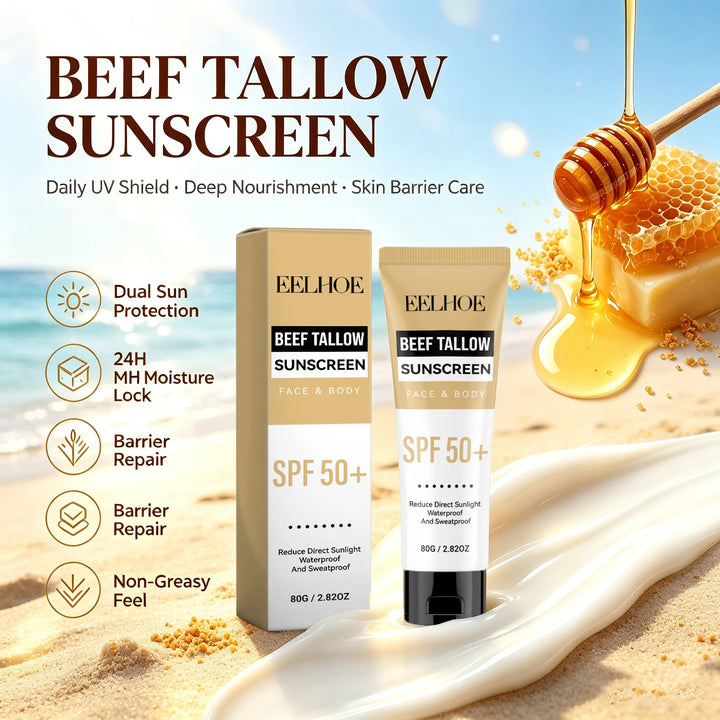 Beef Tallow Sunblock SPF 50 All-in-One Nourishing Body Protection Cream UV Shield Moisturizing Nourishing Sun Block Cream