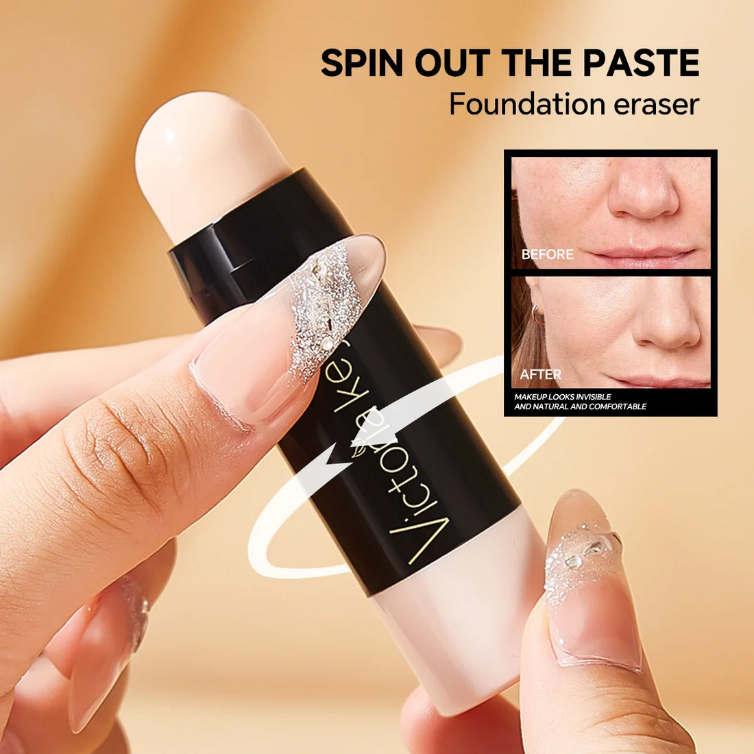 2-in-1 Foundation & Concealer Stick, Waterproof Long Wear, Full Cover, Hide Blemishes, Smooth Base Makeup