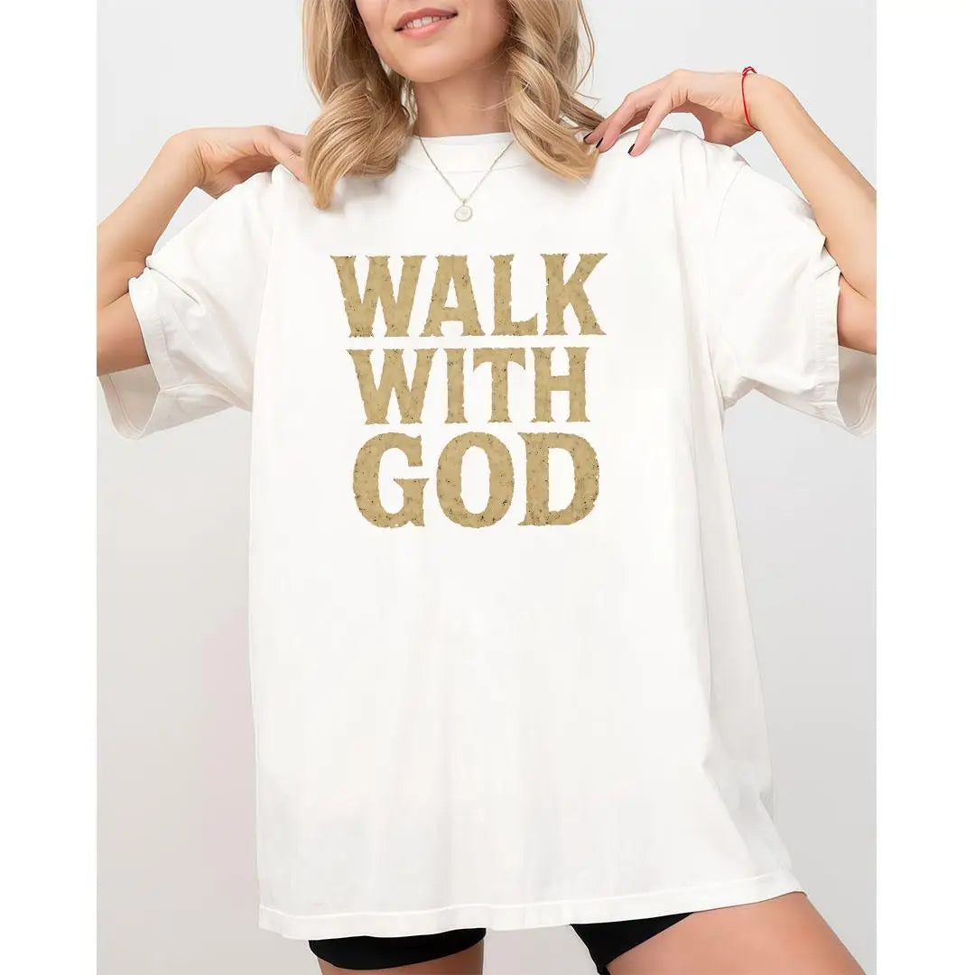 Spiritual Walk With God Tee Shirt Motivational Christian Gift Unisex Religious Apparel Faith Based Graphic T-Shirt Casual Top