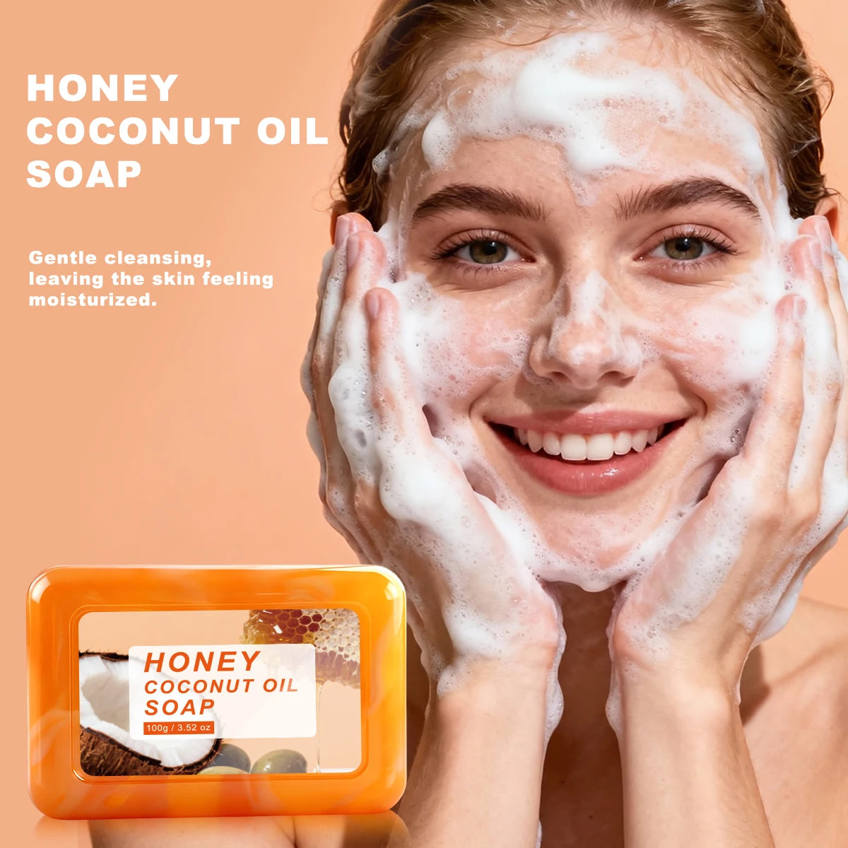 Honey Coconut Oil Soap Deep Cleansing Oil Control Refresh Hydrate For All Skin Types Face Body Care Halalzen