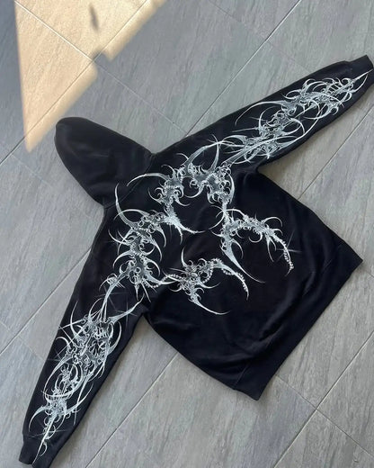 Colorful Harajuku High Street Nostalgic Classic Phenomenon Game Letter Printing Hoodie Men's Lazy Casual Loose Cotton Top Jacket