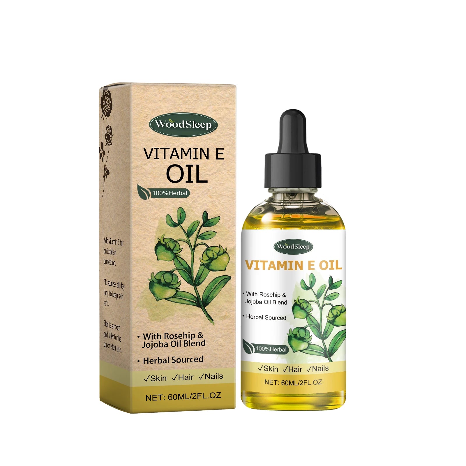 60ml Natural Vitamin E Essential Oil For Massage Skin Care Scraping Shower Face Body Nail Hair Eyelash Care Universal Daily Care