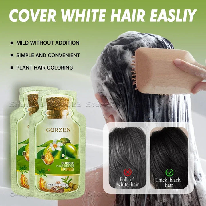 1/10 packs Pure Natural Herbal Hair Dye Shampoo 5 Minutes Change Hair Color Non-irritating Repair Gray White Hair Care Women Men
