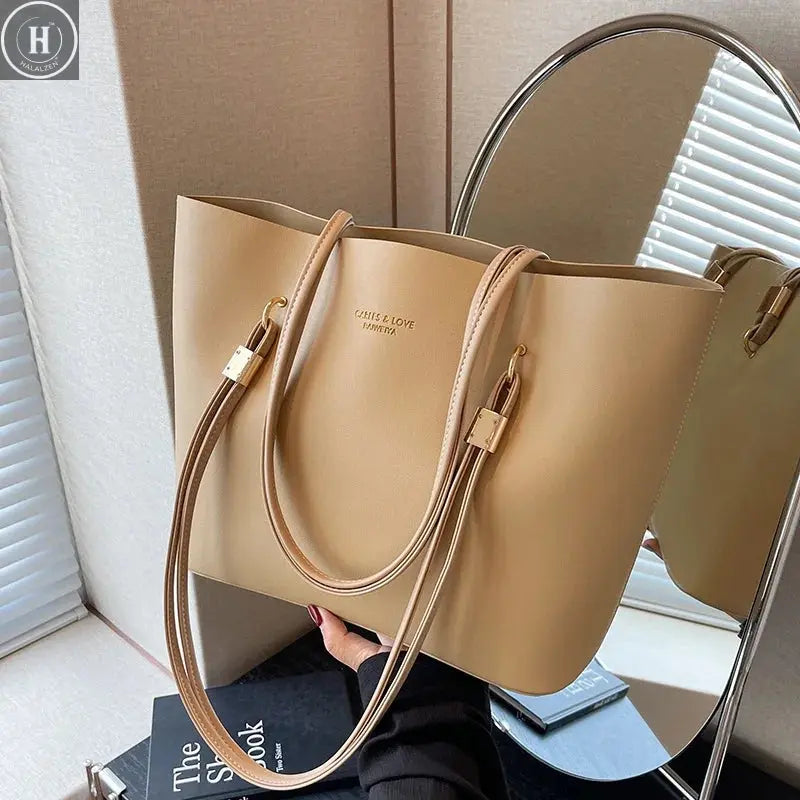 Red Fashion Shoulder Bag Large Capacity Brand Tote Bag PU Leather Luxury Designer Tote Bag Commuter Wedding Party Big Handbag HALALZEN