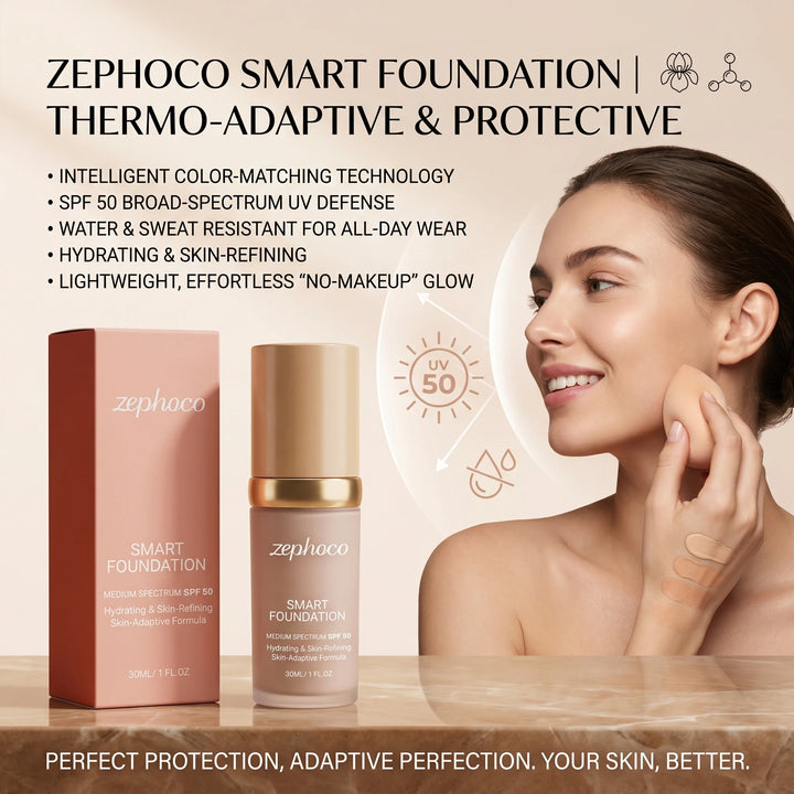 zephoco Color Changing Foundation Sunscreen Spf 50 Anti Aging Lasting Moisturizier Clearing Makeup Base Full Coverage Foundation