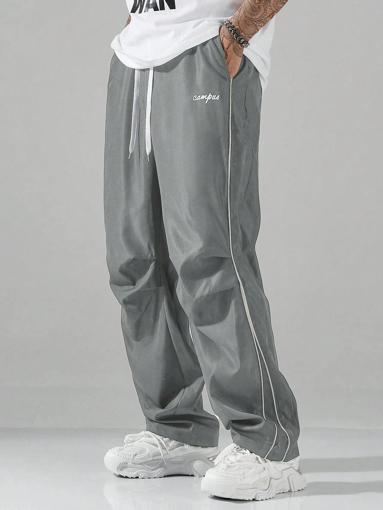 Men's Striped Three - Color Casual Pants with Pockets, Suitable for Sports, Fitness and Jogging