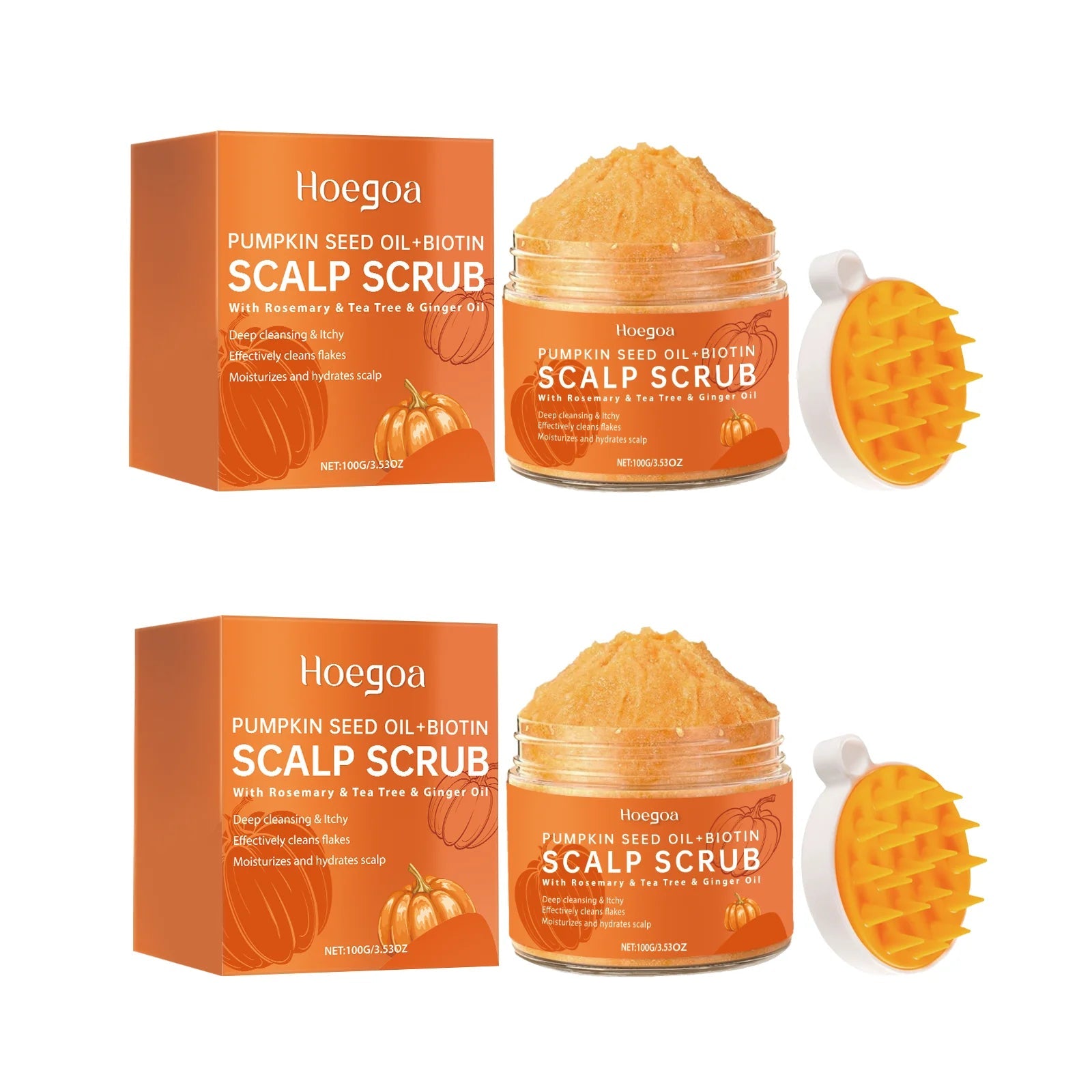 Pumpkin seeds Scalp Scrub Exfoliating Deep Cleansing Treatment For Improves Root Volume With Massage Brush Plant Essential Oils Halalzen