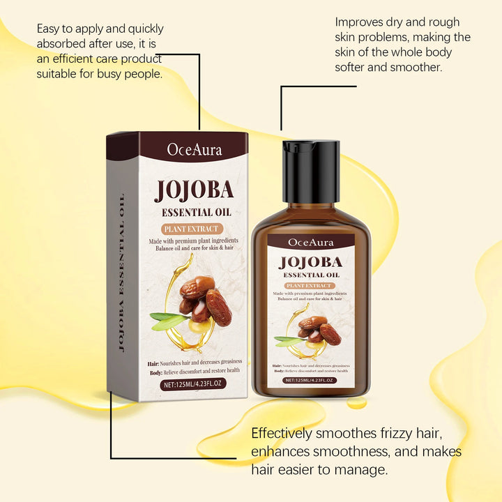 OceAura Jojoba Essential Oil for Hair & Body Deep Moisturizing Nourishing Soothing Redness Itching Relieving Hair Body Care Oil