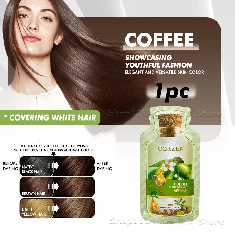 1/10 packs Pure Natural Herbal Hair Dye Shampoo 5 Minutes Change Hair Color Non-irritating Repair Gray White Hair Care Women Men