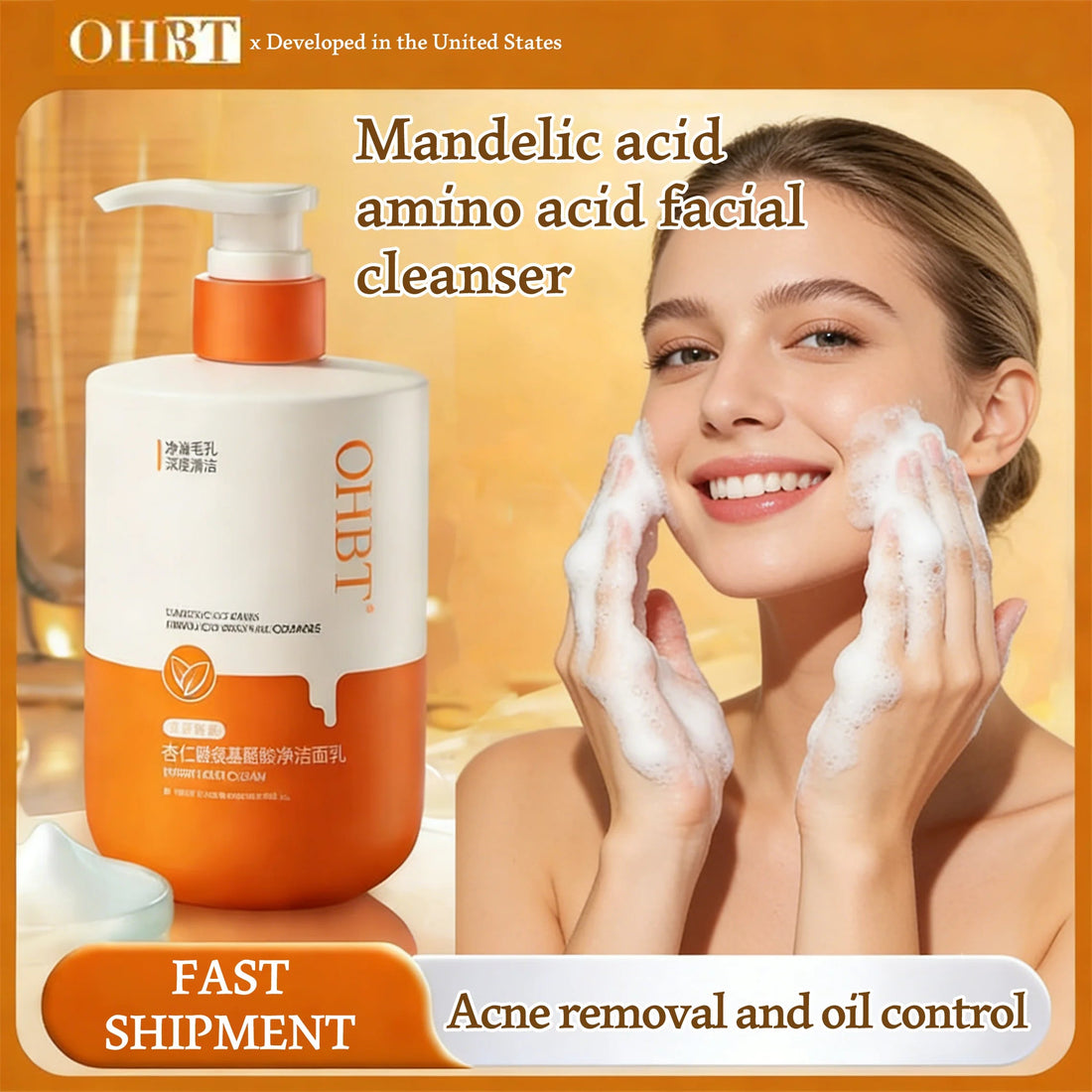 OHBT Astaxanthin Cleansing Milk Deep Cleansing and Nourishing Facial Wash, 500g Large Capacity Moistizing and Silky Cleanser Halalzen