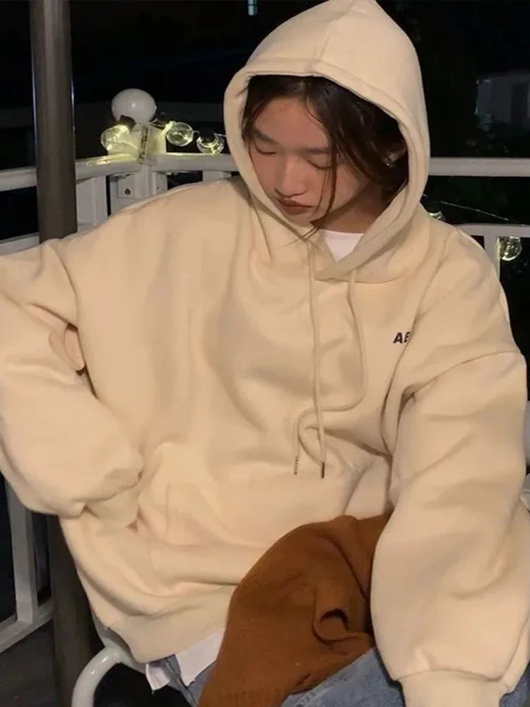 Letter Printing Long Sleeve Hoodieds Y2K Grunge Autumn Winter Men Women Casual Joker Pullovers Harajuku Korean Loose Sweatshirt