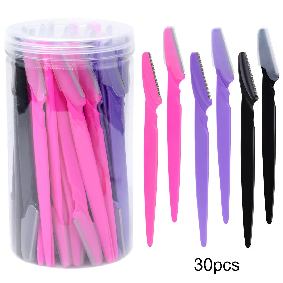 30Pcs/Bottle Eyebrow Razors With Container Facial Eye Brow Trimmer In Case Hair Removal Shaver Safe Blades Trimming Tools Halalzen