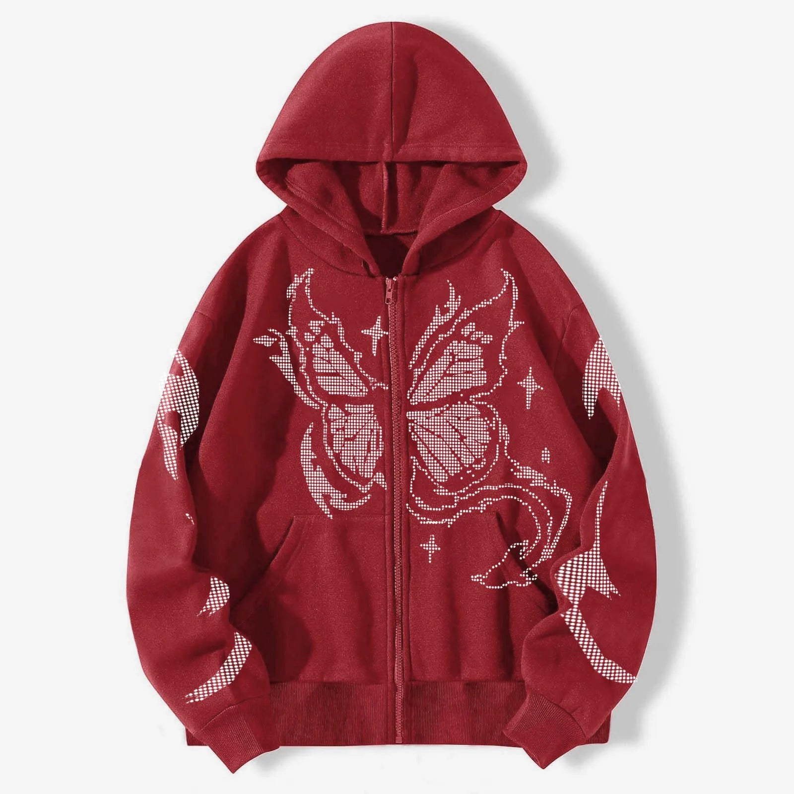 Hoodies Y2k Women Fashion Casual Monogram Print Long Sleeve Drawstring Hooded Sweatshirt Butterfly 2000s Clothes Y2k