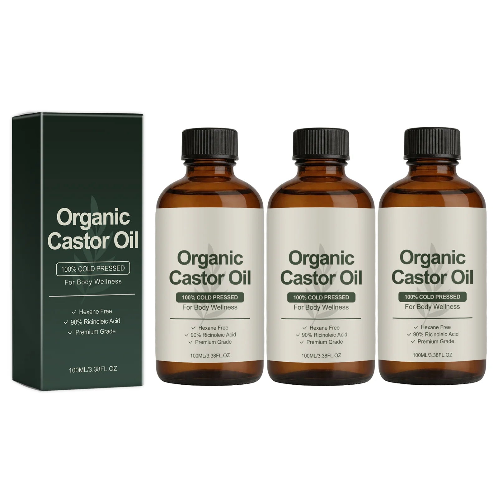 Organic Castor Oil Cold Pressed Hexane Free Ricinoleic Acid Hydrating Body Oil Moisturizing Dry Skin Sensitive Skin Care