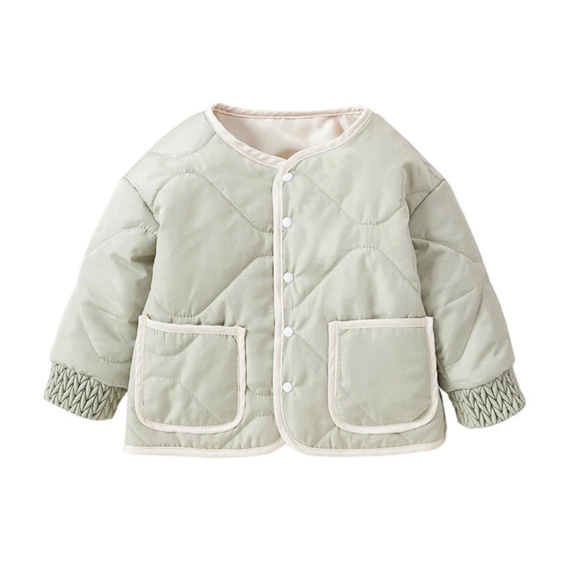 Kids Quilted Puffer Jacket with Hood and Zipper Closure Warm Winter Coat for Boys and Girls Outdoor Outerwear with Pockets