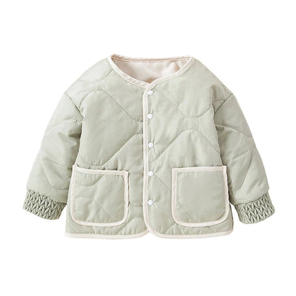 Kids Quilted Puffer Jacket with Hood and Zipper Closure Warm Winter Coat for Boys and Girls Outdoor Outerwear with Pockets
