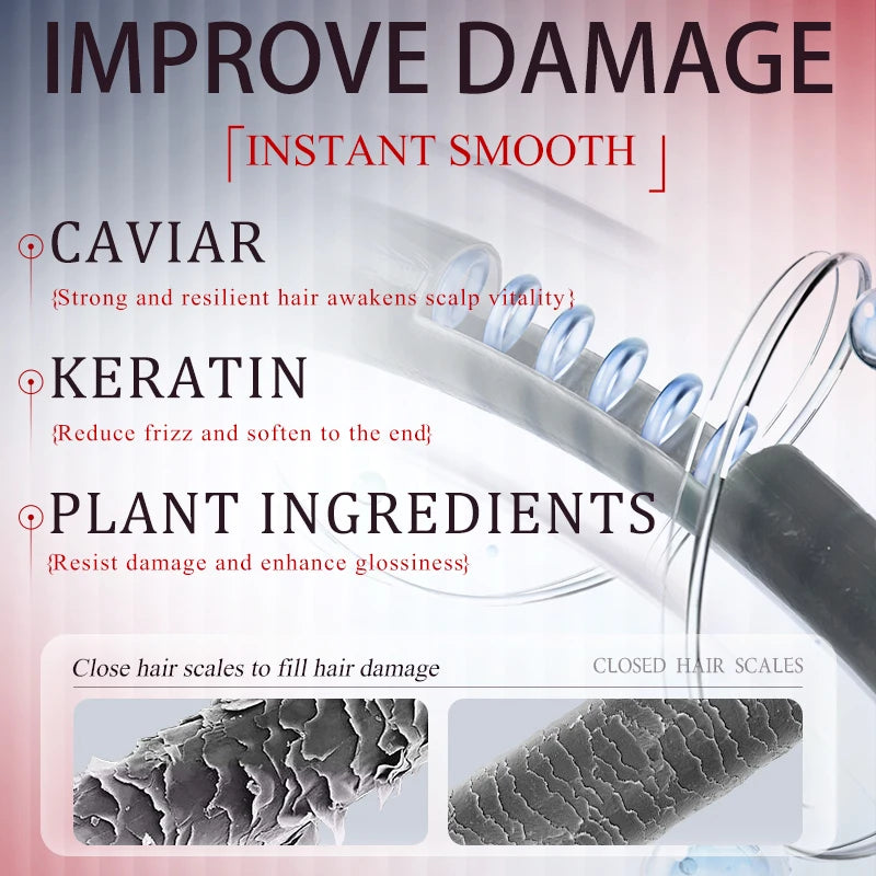 Keratin Caviar Dual Nourishing Hair Mask Frizzy Hair 500ml Shampoo and Hair Mask Essence Soft Smooth For Dry Damaged Care Hair Halalzen