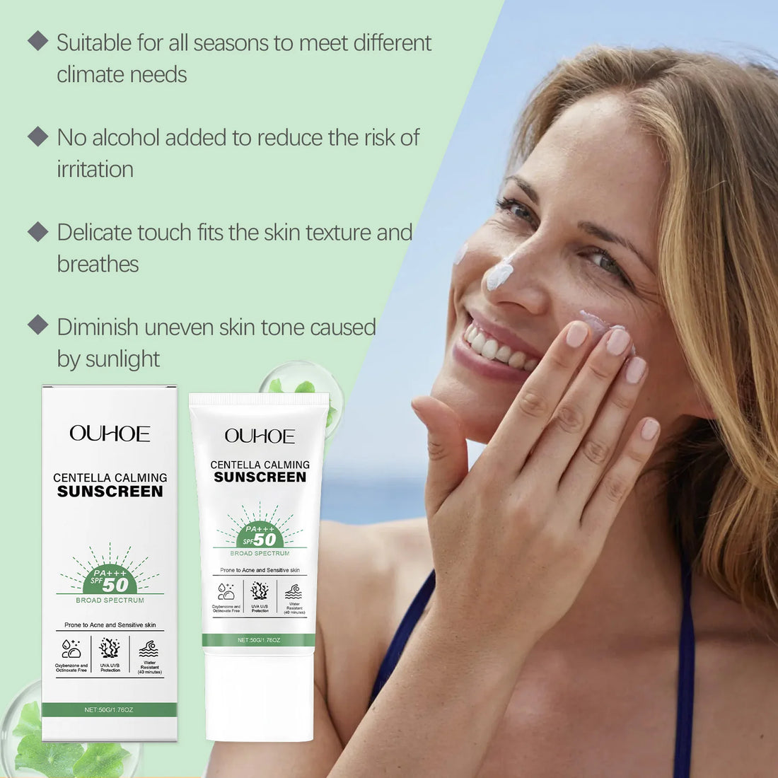 SPF 50 Facial Sunscreen Anti Sunlight Defense UV Rays Improve Dry Prevent Sunburn Summer Waterproof Soothing Centella Sunscreen