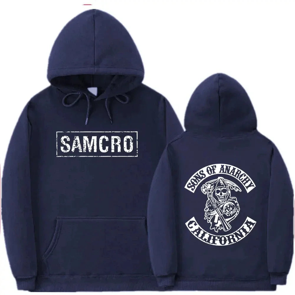 Double Sided Print Hoodie Sweatshirt Tops Sons of Anarchy SAMCRO  Men Womnen Fashion Brand Design Pullover Cotton Fleece Hoodies