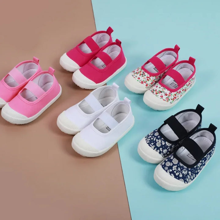 2025 New Spring Autumn Baby Girl Shoes Kids Canvas Shoes Children Casual Sneakers Candy Color Flowers For Girls Floral Prints