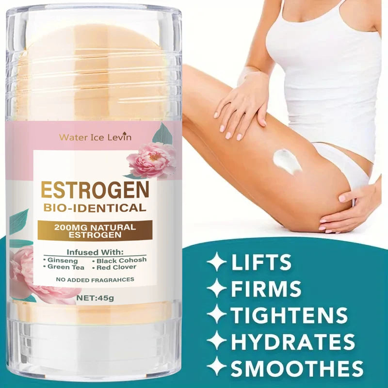 Natural Estrogen Cream Stick, Glycerin, Ginseng Root, Tea Tree Leaf Extract, Calming, Gentle Body Care Cream, Alcohol-Free, Suitable for All Skin Types, Natural Skin Care