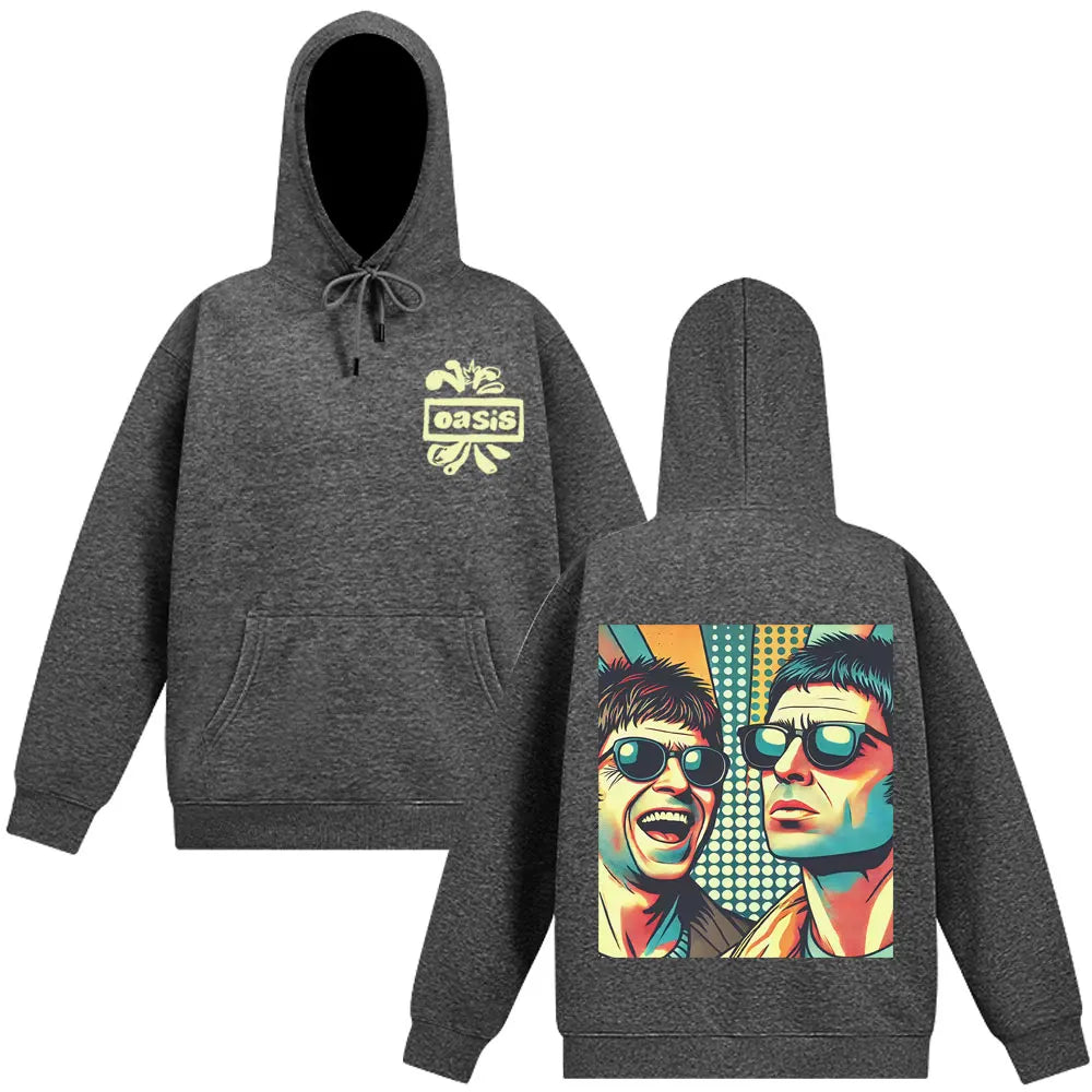 O-Oasis Rock Band Double-sided Fashion Hoodies 90s Music Graphic Rock Fan Gift Sweatshirts Long-sleeved Hip-hop Loose Pullover