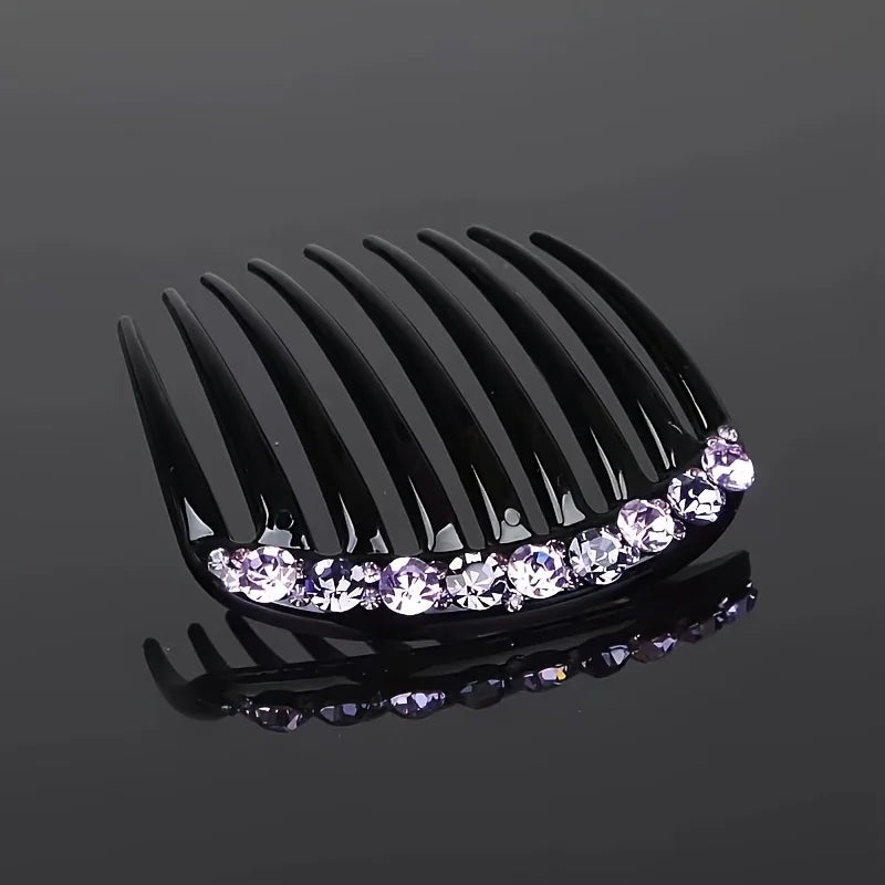 Rhinestone 9-Tooth Hair Comb Elegant Bangs Styling Clip with Secure Hold for Wedding Party Fashion Accessory