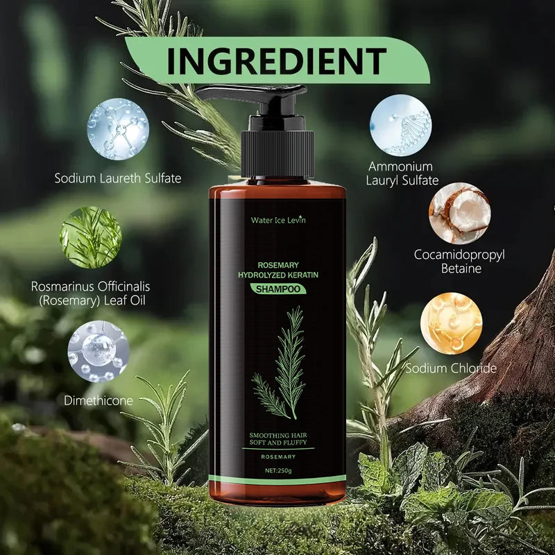 Rosemary Keratin Shampoo - Fresh and Non-Greasy, Rich in Rosemary Extracts and Amino Acids, Healthy Hair, Enlarged Volume, Care for Every Hair Halalzen
